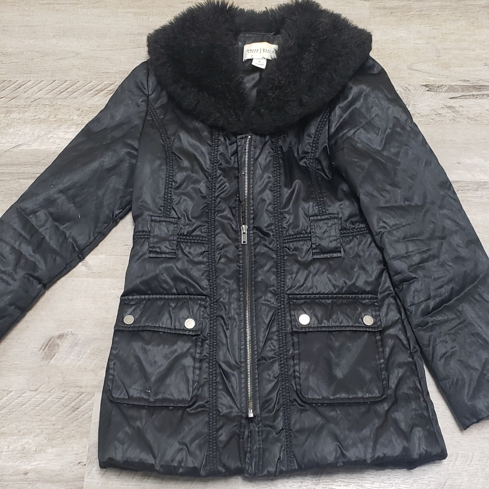 Black womens/juniors coat.